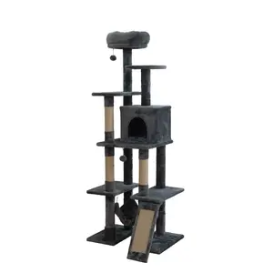 Vibrant Life Large 8-Level 73" Cat Tree with Condo, Hammock and Scratching Posts, Beige