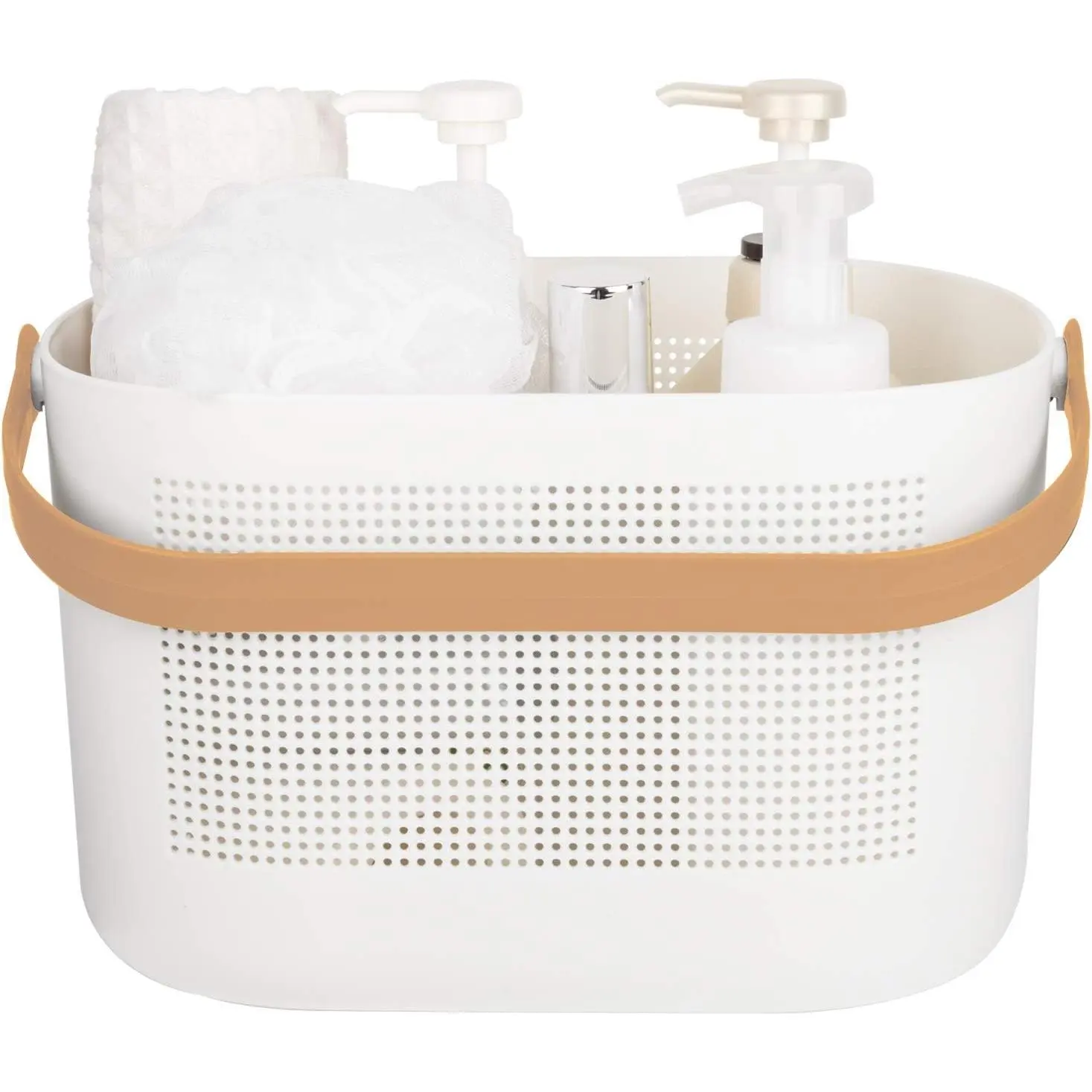 Plastic Storage Baskets with Handles, Shower Caddy Shelf Organizers Basket for Bathroom, Kitchen, Dorm Room, Yellow
