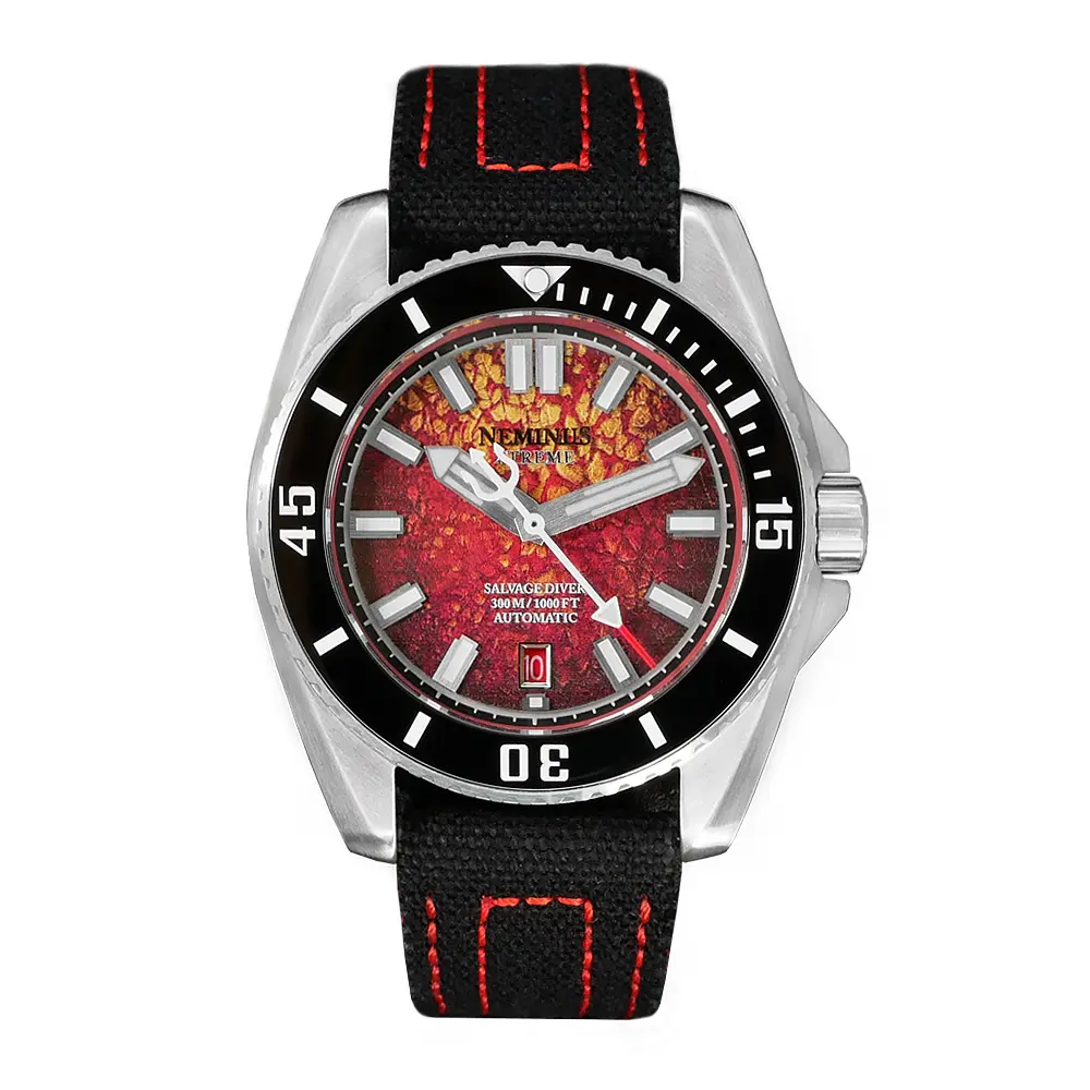 Neminus Xtreme Diver 300 Red Salvage Automatic Diver Watch 44mm for Men