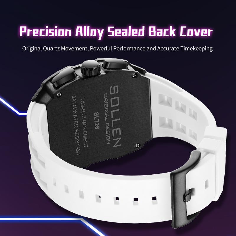 SOLLEN 728 Men's Rainbow Luxury Cool Watch Multi-functional Chronograph Waterproof Night Light Function Valentine's Day Gift