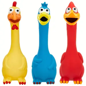 3-pack latex squeaking chicken toys for horses, simulated screaming turkey, dog play props, anxiety relief, sound-making toys, prank fun