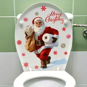 A (30*35cm) simulated Santa Claus toilet paper Christmas holiday decoration toilet sticker, home toilet lid cover-up and beautification sticker M16015-YJ
