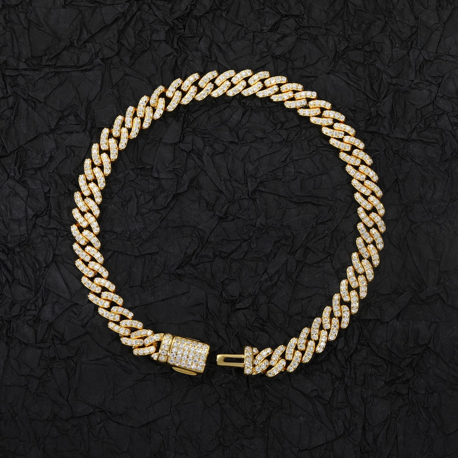 【#B62 6mm】UCCIYO D VVS Synthetic Moissanite S925 Sterling Silver Cuban Chain Bracelet Miami Cuban Chain Ice Out Men Singer Style Rap Hip Hop Jewelry