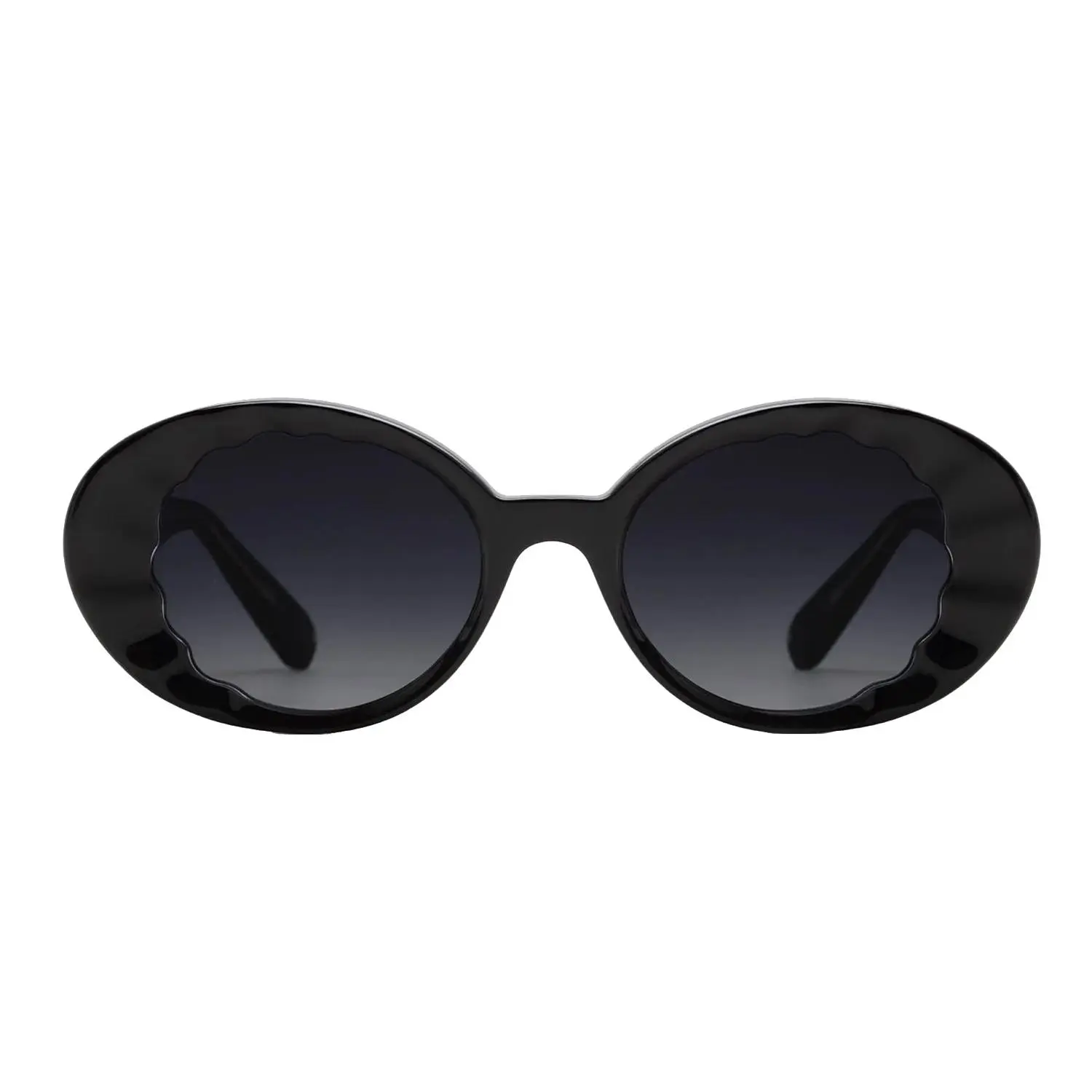 KREWE Alixe Black + Black and Crystal Oval Sunglasses
