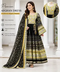 Afghan Traditional Embroidered Dress with Dupatta