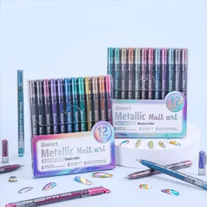12 Color Metallic Nail Art Pens Set, Quick Dry Acrylic Nail Pens for DIY Nail Art, Vibrant Colors for Daily Use & Gifts