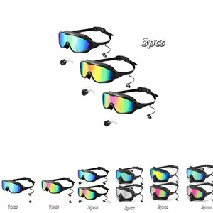 Swimming Goggles Set, Wide Vision Anti-Fog UV Protection, Suitable for Adults, Men, Women, Teens, Plastic Frame, 1/2/3 Pieces