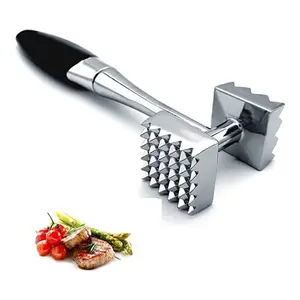 Dual-Sided Meat Tenderizer, 8.8-Inch Stainless Steel Mallet with Rubber Grip Handle – Ideal for Steak, Chicken, Fish, and More