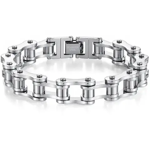 Men's Cuban Link Chain Bracelet – Trendy Hip Hop Punk Motorcycle Stainless Steel Bracelet, Street Style Versatile Jewelry Accessory