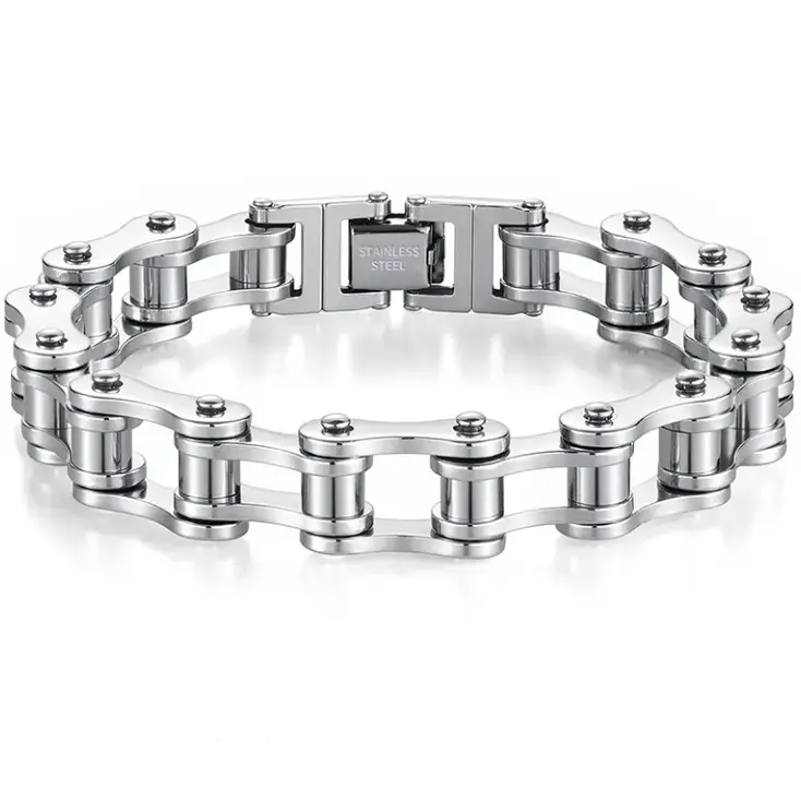 Men's Cuban Link Chain Bracelet – Trendy Hip Hop Punk Motorcycle Stainless Steel Bracelet, Street Style Versatile Jewelry Accessory