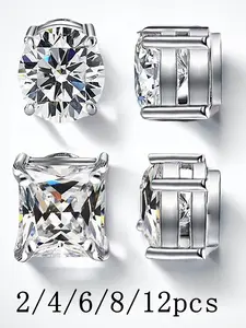 Stainless Steel Magnetic Earrings, Unisex Zirconia Studs, Fashion Jewelry for Parties and Daily Wear, Elegant and Versatile Gift Idea