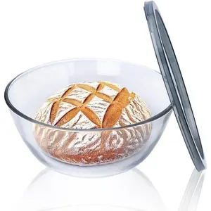 Large Glass Bowl for Sourdough Bread Making, 4.7 Quart Glass Mixing Bowl with Lid, Clear Proofing Bowl with Covers, Ideal for Kitchen Storage