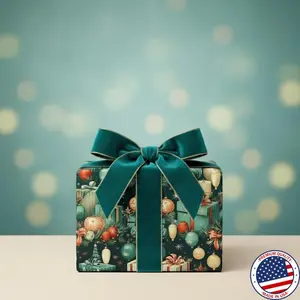 Holiday Wrapping Paper Christmas Gift Wrap Dark Colored Christmas Gift Wrap Cool Colorful Ornaments Wrapped Present Teal Green Holiday Paper
