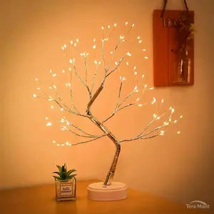 72 LED Gold Leaf Tree Light Exquisite Gift Dual Mode Touch Switch Flashing Decorative Lamp for Valentine Day Bedroom Home Decoration