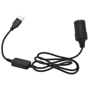 USB 5V To 12V Car Cigarette Lighter Socket Power Female Converter Adapter Cable