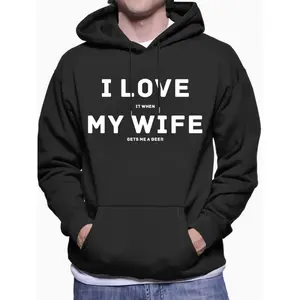 Men's Letter Print Drop Shoulder Hoodie, Fashion Casual Regular Fit Drawstring Kangaroo Pocket Hooded Sweatshirt for Daily Holiday Outdoor Wear, Men Clothes for Spring & Fall Unisex Hoodies