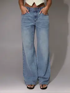Women's Elastic Comfortable Wide Leg Jeans, Trendy Versatile Casual Fashion Denim Jeans, Fitted Plain Style for All Seasons