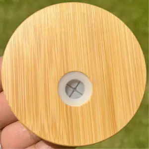 REPLACEMENT Bamboo Lid for 16oz Glass - Frosted or Clear Glass Cup