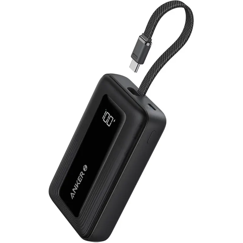 Anker A1688 30W Compact Fast Charging Power Bank Charger - 10000mAh/20000mAh Portable Battery Powered Travel Gadget, Built-in USB-C Cable, QC3.0 Support, Multi-Device Charger for Smartphone