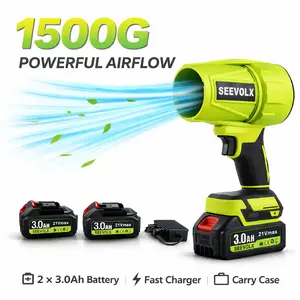 SEEVOLX Cordless Leaf Blower with Battery, Brushless Motor Handheld Air Blower for Car Drying, Dust Cleaning, Snow Removal & Garden Use
