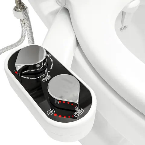 Clear Rear Ultra-Slim Bidet Attachment for Toilet - Non-Electric Dual Retractable Self-Cleaning Nozzles, Fresh Water Sprayer, Adjustable Water Pressure, Front & Rear Wash, No-Tool 15 Minute Install, Fits Most Toilets