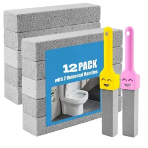 12pcs Pumice Cleaning Sticks with Handle, Toilet & Bathroom Cleaning Bars for Hard Water Stains, Ideal for Kitchen & Bathroom Use, Bathroom Supplies