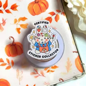 Certified Sticker Collector MagSafe Phone Grip, Magnetic Cute Bunny Pop Socket, Kawaii Sticker Lover Kindle Holder Gift