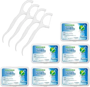 Dental Floss Picks High Toughness Professional Toothpicks Sticks 6-Pack(300pcs) with Portable Case and Dental Picks Perfect for Family,Hotel,Travel