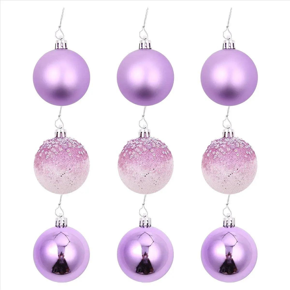 9 PCS Christmas Ball Ornaments xmas Tree Decorations Hanging Balls for Home New Year Party Decor - 2.36inch, Purple