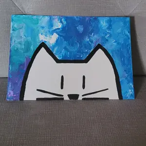 acrylic cat lick painting