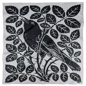 Songbird Bandana - Book Inspired 24" Natural Cotton | Heading | Nature | Black and Grey | Hiking | Leaves | Booklover Gift | Scarf | Large Women's Solid silk headscarf sheila Dandy Fashion Bandana Sky Floral Design Bandanas Seasons Bandana Scarf hijab