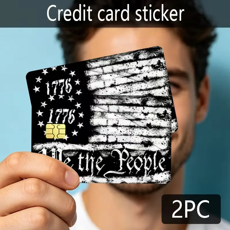 1776 We The People Credit Card Skin Sticker, Distressed American Flag Card Cover, Patriotic USA Debit Card Skin, 2PC Bank Card Sticker