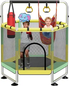 G TALECO GEAR Trampoline for Kids with Enclosure 440lbs Indoor & Outdoor，Toddler Trampoline with Adjustable Gymnastics Bar & Toys for Boys Girls