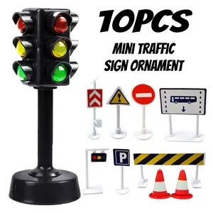 10-Piece Dollhouse Traffic Light Decoration Set, Ideal for Dollhouses, City Traffic Barriers, Model Photography Props, New Year Gifts, Miniature Set