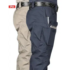 2pcsMen'sTacticalCargoPants,Multi-Pocket,Water-Resistant,Wear-ResistantAndScratch-Resistant,SuitableforOutdoorConstructionWork,Hiking,AndWearingInSpringAndAutumnMenswearPolyester