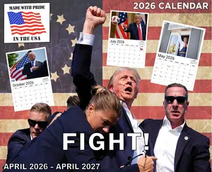 Donald Trump 2026 Wall Calendar - 13-Month April 2026 to April 2027 USA Made with Iconic Images & Large Grid Spaces for Notes Perfect Gift for Trump Fans Featuring Memorable Moments and Bold Visuals