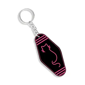 Black & Hot Pink Cat Keychain