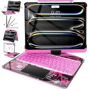 360° Rotatable iPad Pro 13-inch and 11-inch Keyboard Case, Magic Keyboard with Touchpad & 7-color Backlight, Pencil Holder, iPad Pro Shockproof Case
