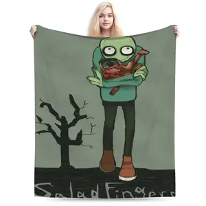 Salad Fingers Anime Theme Printed Ultra Soft Flannel Blanket - Suitable for sofa, office and travel, the perfect gift for anime fans