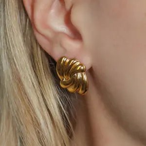 EVRY JEWELS Women's Hypoallergenic Studs Earrings, Gold or Silver Plated Stainless Steel Tangled Up Design