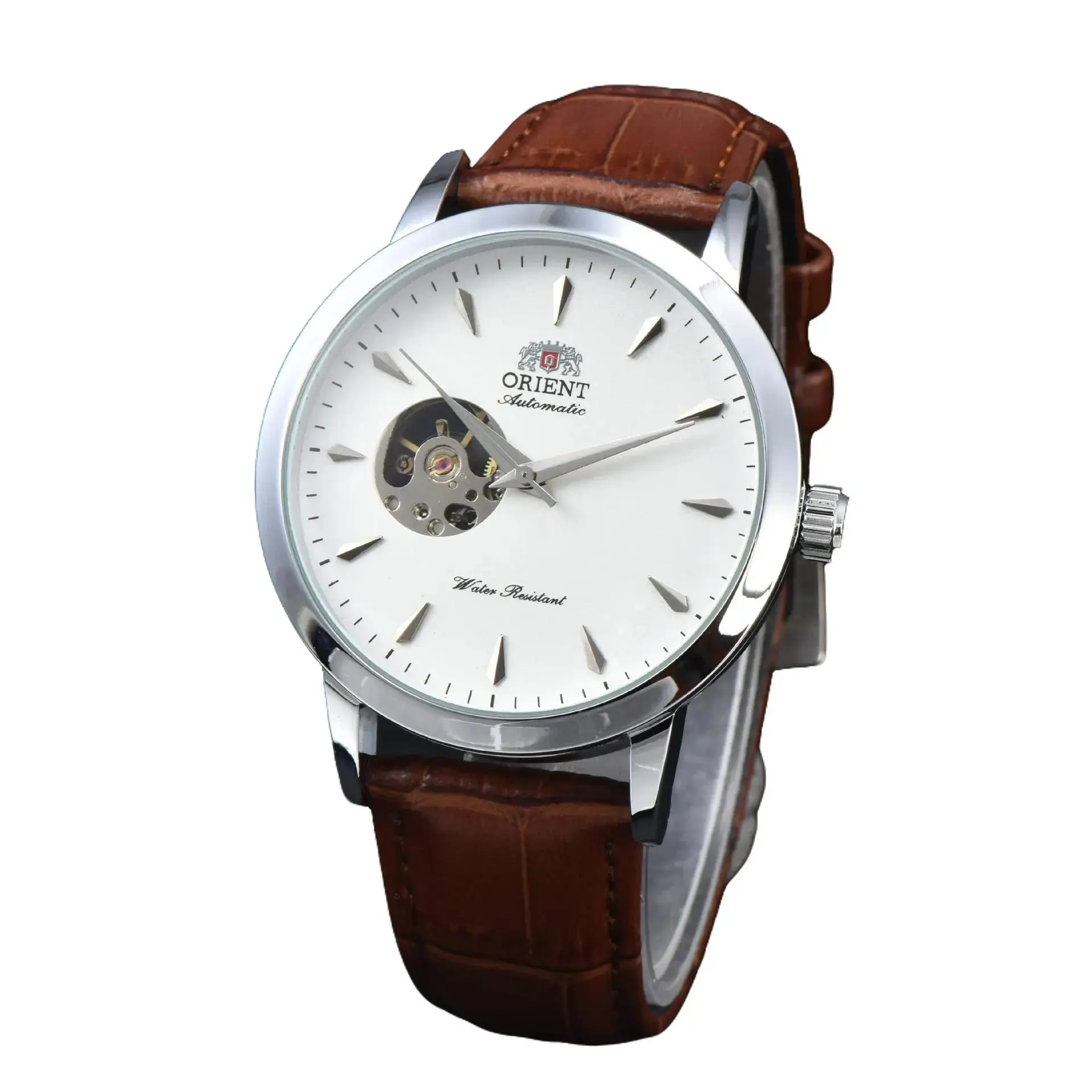 BrightHomePro 2026 Men's Mechanical Lion Watch with Brown Leather Strap High-Quality Automatic Movement Hot-Selling Model for Casual & Formal Wear