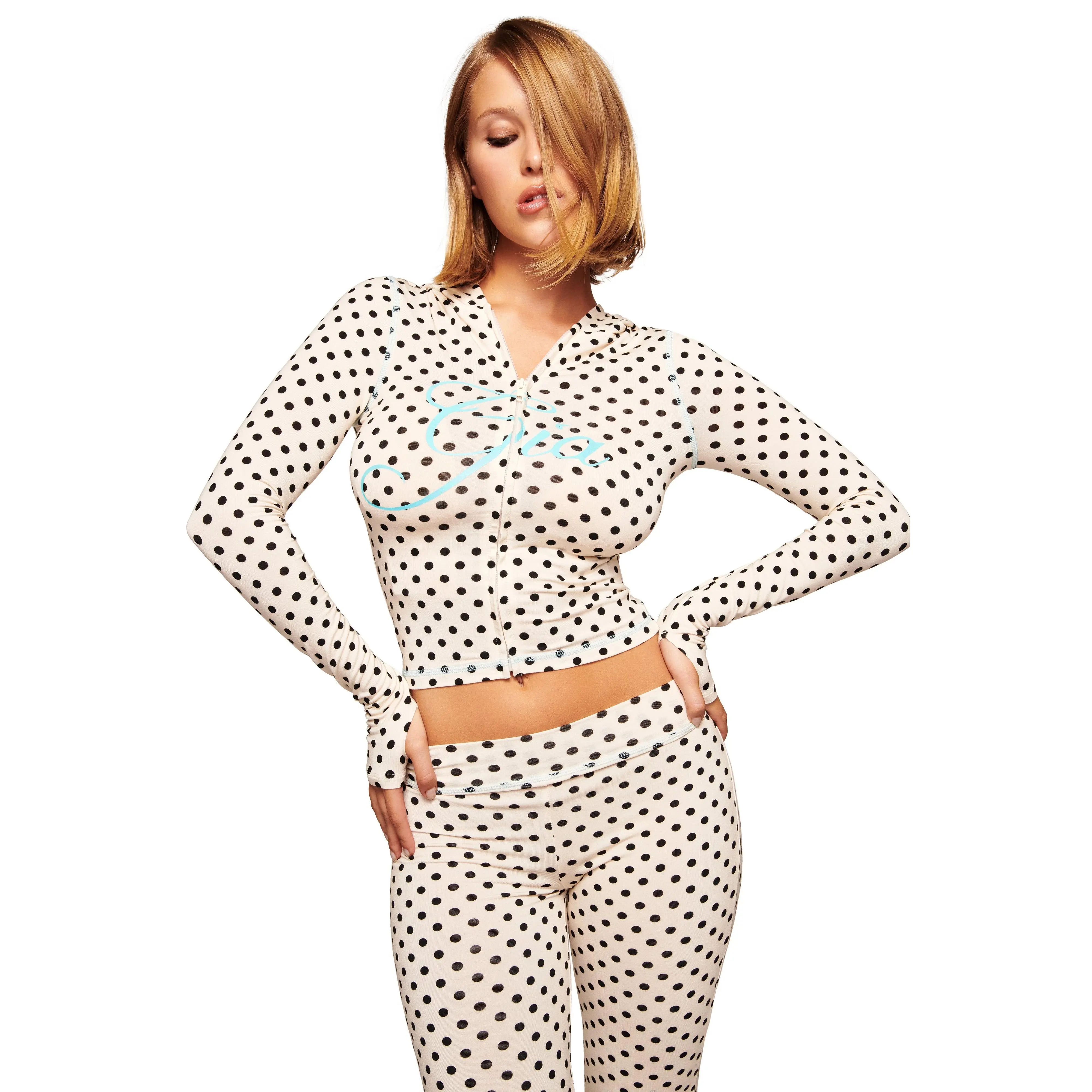 BLARE HOODIE - CREAM POLKA DOT