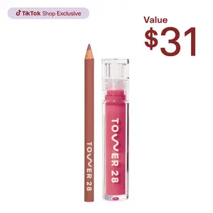 Tower 28 Line + Shine Lip Kit, Limited-Edition Lip Liner and Gloss Duo with Creamy Longwear Formula and High-Shine Finish, Enriched with Skincare Ingredients Glossy Lipgloss