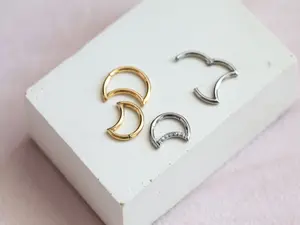 Titanium Moon Clicker Hoop • Whimsigoth Surgical Steel Tragus Ring • Crescent Moon Conch Hoop • Helix Cartilage Earrings • Moon Daith Hoop
