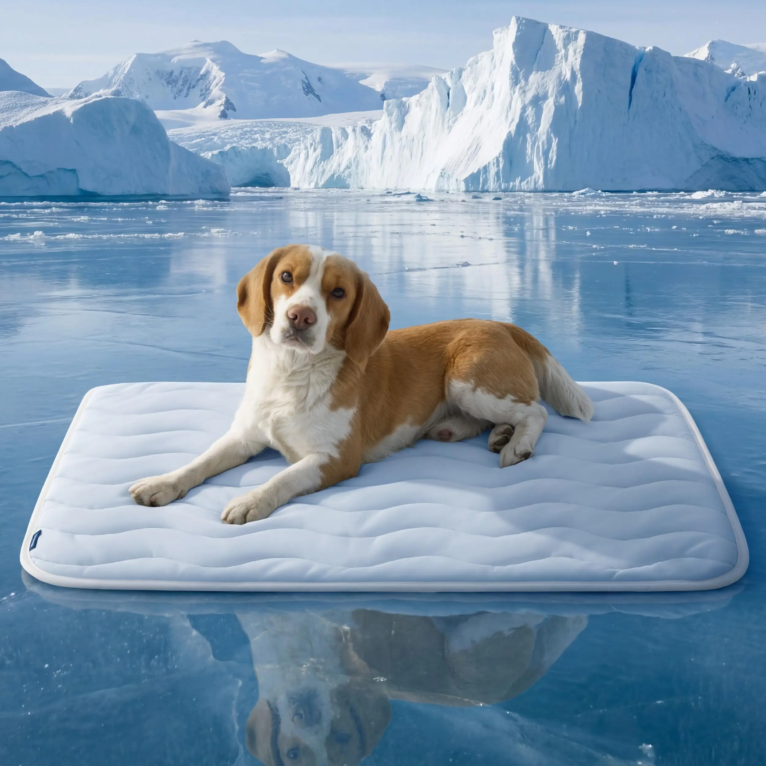 Cooling Mat for Large Dogs,Washable Breathable QMax>0.4 Cool Fiber 35x23In Gel-free Cool-to-touch Fabric to Rapid Cooling,Cold Crate Pad Indoor for Pet,Portable Thin Kennel Mat as Topper,Blue