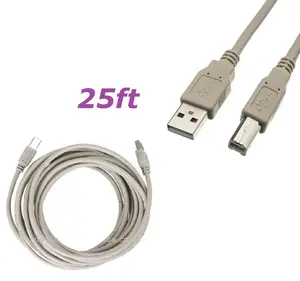 Printer 25FT Cable 25Feet USB 2.0 Printer Scanner Cable Cord Type A Male to Type B Male Printer Scanner Cable Cord
