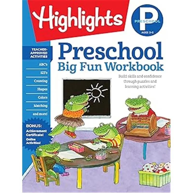 Highlights Preschool Award-Winning Activity Book - 256 Pages Engaging Learning Materials with Math, English, Language Arts, Handwriting Practice, Shapes Practice, Puzzles for Ages 3-5 School Readiness