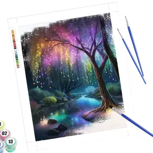 Tree Drawing on Canvas Without Frame, Canvas Painting, DIY Paint by Numbers Kit, Handmade Art Craft Gift Idea, Includes Tools for Easy Crafting