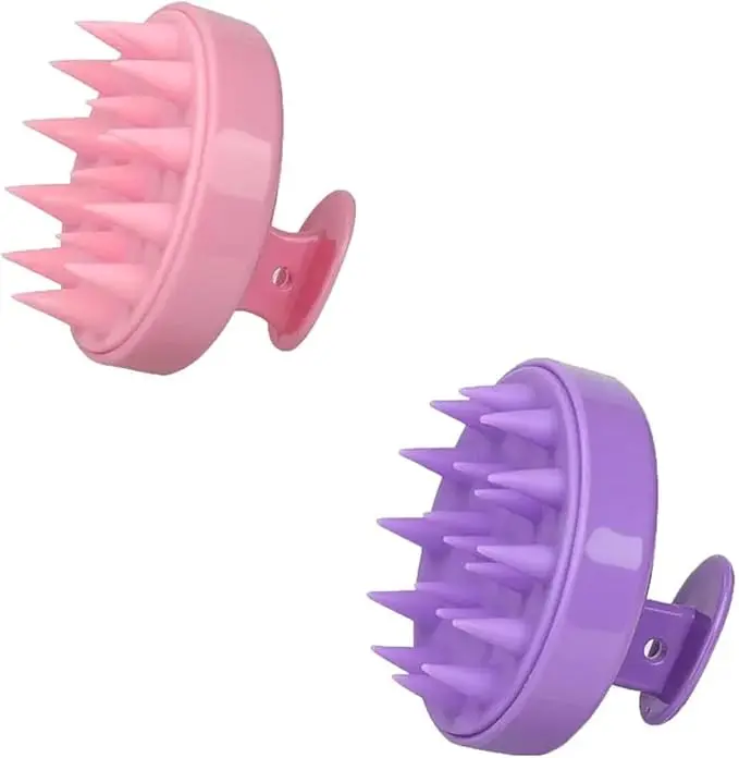 Personal Silicone Shampoo Brush with Grip - Bath Body Care Tool for Wet and Dry Scalp Exfoliation, Hair Growth Accessory (Random Color)