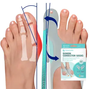 Adjustable Bunion Corrector Socks, Orthopedic Toe Straightener, 1 Pair with 4 Fixing Plates, Day & Night Foot Pain Relief, Comfortable Shoe Inserts for Bunions